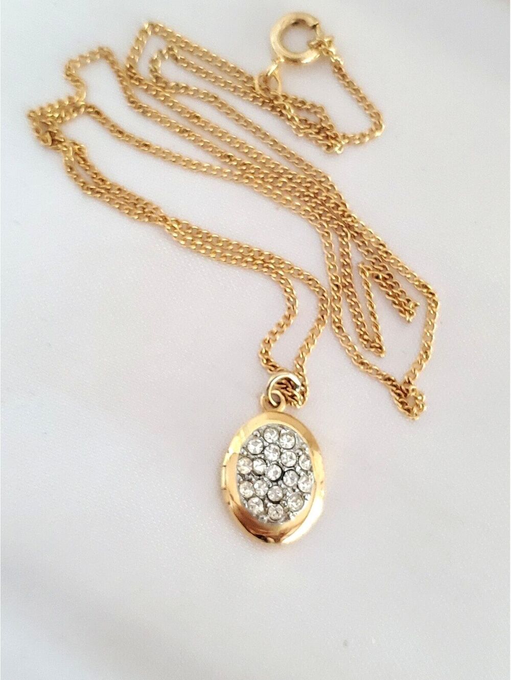 Vintage Rhinestone Locket Necklace